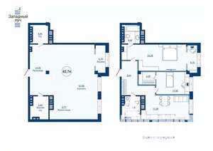 1-к квартира, вторичка, 83м2, 21/23 этаж