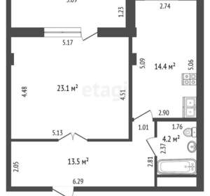 2-к квартира, вторичка, 55м2, 11/14 этаж