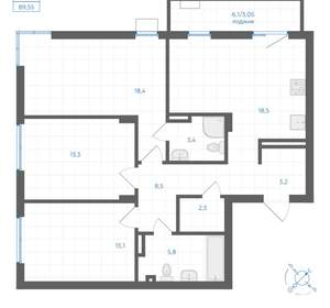 3-к квартира, вторичка, 90м2, 2/18 этаж