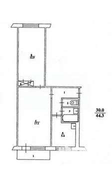2-к квартира, вторичка, 43м2, 5/5 этаж