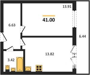 1-к квартира, вторичка, 41м2, 2/10 этаж