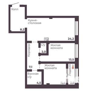 2-к квартира, вторичка, 71м2, 5/17 этаж