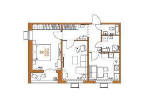 2-к квартира, вторичка, 57м2, 2/16 этаж