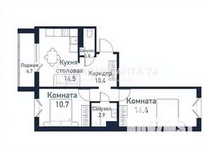 2-к квартира, вторичка, 53м2, 4/10 этаж