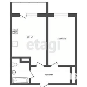 1-к квартира, вторичка, 41м2, 2/10 этаж