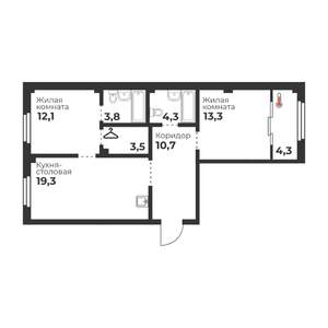 2-к квартира, вторичка, 67м2, 3/23 этаж