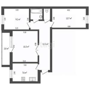 3-к квартира, вторичка, 61м2, 9/10 этаж