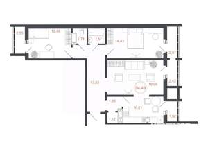 3-к квартира, вторичка, 84м2, 10/16 этаж