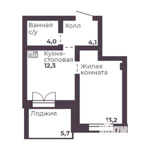 1-к квартира, вторичка, 34м2, 4/17 этаж