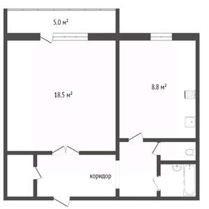1-к квартира, вторичка, 40м2, 9/10 этаж