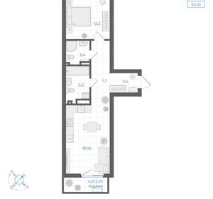 2-к квартира, вторичка, 53м2, 3/18 этаж