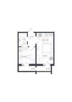 1-к квартира, вторичка, 35м2, 16/16 этаж