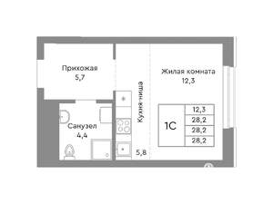 Студия квартира, строящийся дом, 28м2, 6/29 этаж