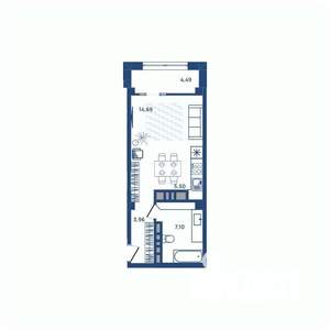 1-к квартира, вторичка, 32м2, 6/23 этаж