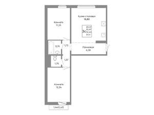 3-к квартира, строящийся дом, 56м2, 10/10 этаж