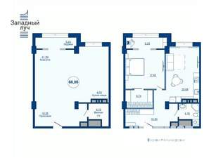 2-к квартира, вторичка, 66м2, 3/25 этаж