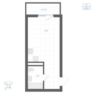 Студия квартира, вторичка, 30м2, 3/10 этаж