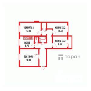 4-к квартира, вторичка, 82м2, 8/10 этаж