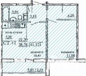 2-к квартира, строящийся дом, 41м2, 4/10 этаж