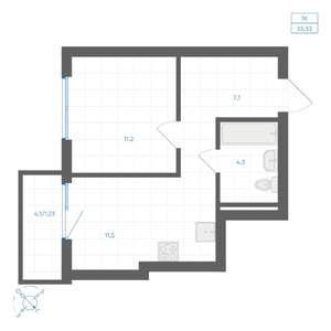 1-к квартира, вторичка, 35м2, 4/11 этаж