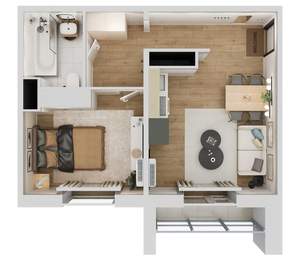 2-к квартира, вторичка, 41м2, 1/18 этаж