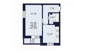 1-к квартира, вторичка, 47м2, 2/14 этаж