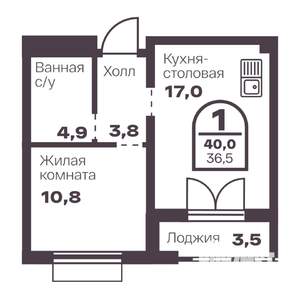 1-к квартира, вторичка, 37м2, 13/24 этаж