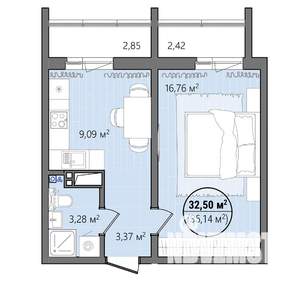1-к квартира, вторичка, 38м2, 2/13 этаж