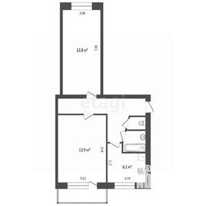 2-к квартира, вторичка, 45м2, 2/5 этаж