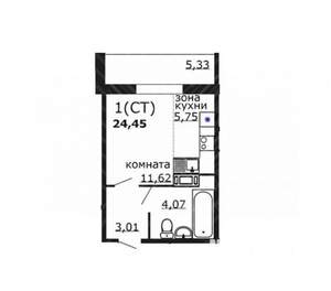 Студия квартира, вторичка, 24м2, 3/18 этаж