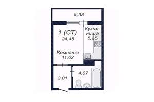 Студия квартира, вторичка, 24м2, 3/18 этаж