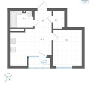 1-к квартира, вторичка, 38м2, 3/18 этаж