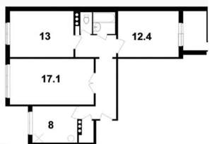 3-к квартира, вторичка, 65м2, 1/10 этаж