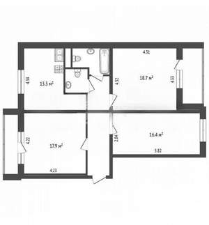 3-к квартира, вторичка, 83м2, 9/10 этаж