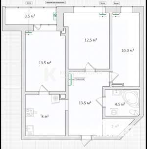 2-к квартира, вторичка, 65м2, 8/19 этаж