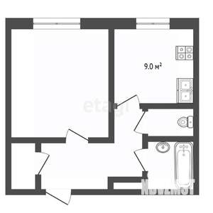 1-к квартира, вторичка, 41м2, 1/9 этаж