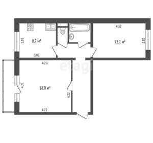 2-к квартира, вторичка, 52м2, 6/10 этаж
