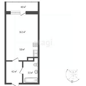 Студия квартира, вторичка, 30м2, 8/26 этаж