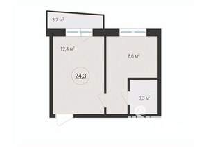2-к квартира, вторичка, 24м2, 3/10 этаж