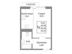 Студия квартира, строящийся дом, 24м2, 5/10 этаж
