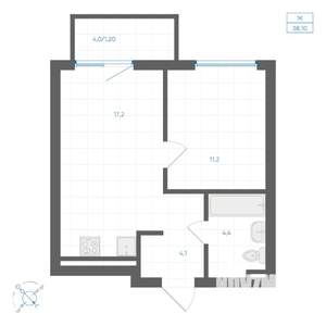 1-к квартира, вторичка, 38м2, 2/10 этаж