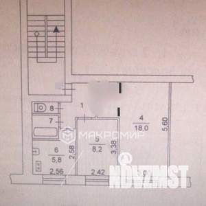2-к квартира, вторичка, 41м2, 1/5 этаж