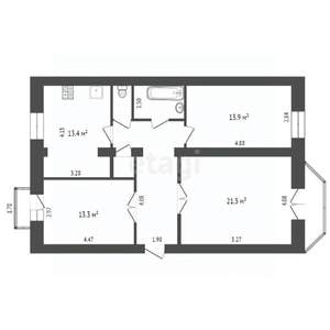 3-к квартира, вторичка, 79м2, 3/3 этаж