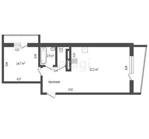2-к квартира, вторичка, 52м2, 18/17 этаж