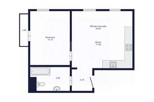 1-к квартира, вторичка, 36м2, 9/10 этаж