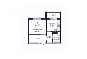 1-к квартира, вторичка, 41м2, 13/16 этаж