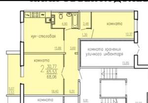 2-к квартира, вторичка, 65м2, 1/10 этаж