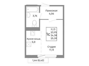 Студия квартира, строящийся дом, 24м2, 4/10 этаж